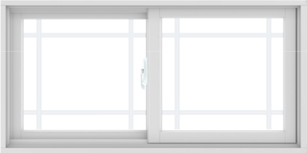 WDMA 48X24 (47.5 x 23.5 inch) White uPVC/Vinyl Sliding Window with Prairie Grilles