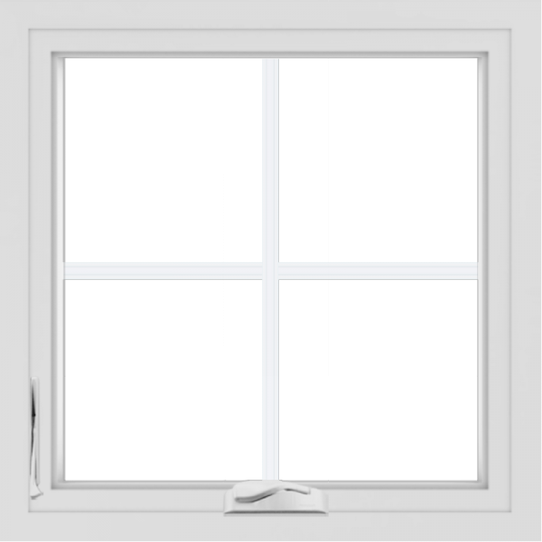 WDMA 24x24 (23.5 x 23.5 inch) White Aluminum Crank out Casement Window with Colonial Grilles