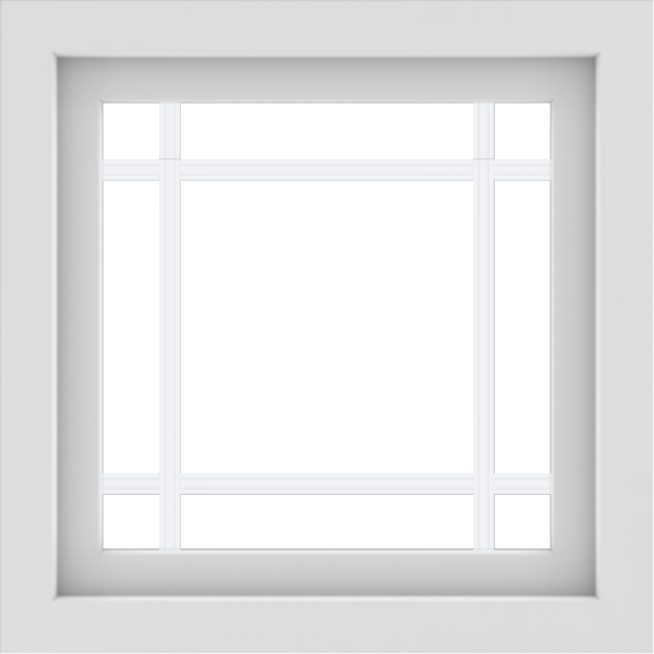 WDMA 24x24 (23.5 x 23.5 inch) black uPVC/Vinyl Slide Window with Prairie Grilles Interior