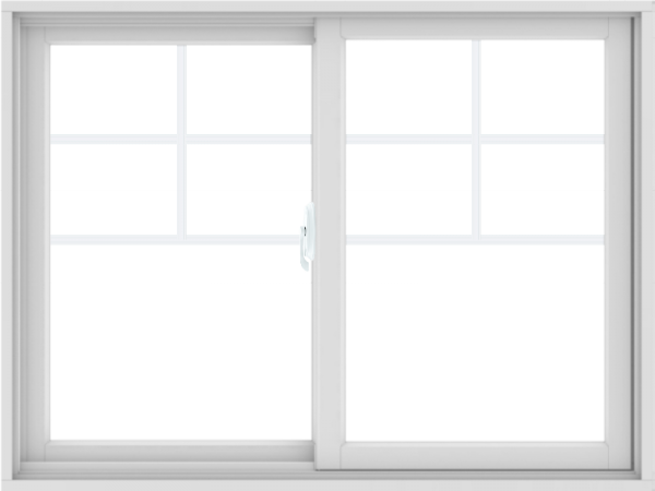 WDMA 48X36 (47.5 x 35.5 inch) White uPVC/Vinyl Sliding Window with Top Colonial Grids Grilles