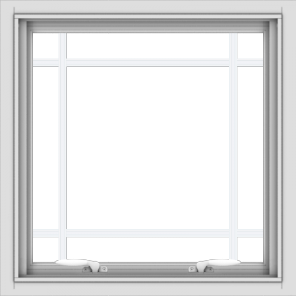WDMA 24x24 (23.5 x 23.5 inch) White uPVC/Vinyl Push out Awning Window with Prairie Grilles