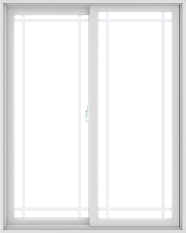 WDMA 48X60 (47.5 x 59.5 inch) White uPVC/Vinyl Sliding Window with Prairie Grilles