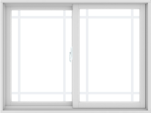 WDMA 48X36 (47.5 x 35.5 inch) White uPVC/Vinyl Sliding Window with Prairie Grilles