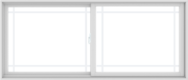 WDMA 84X36 (83.5 x 35.5 inch) White uPVC/Vinyl Sliding Window with Prairie Grilles