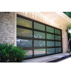 WDMA 12 X 7 Residential Automatic Aluminum Roll Up Garage Door With Clear Acrylic Glass Plastic Window Inserts