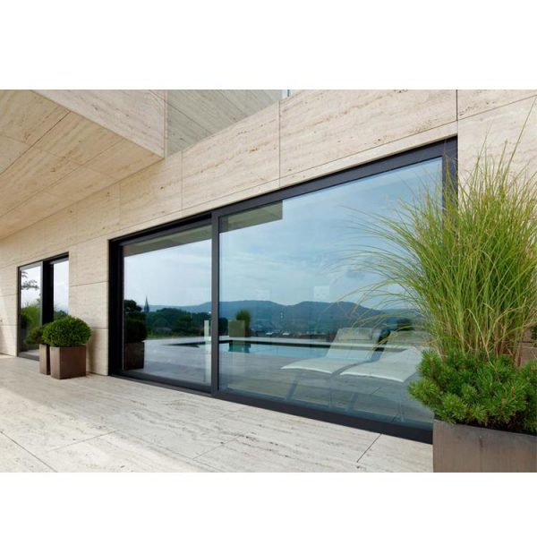 WDMA 6*2.4m Two Panels Aluminum Glass Lift Sliding Door With Effect Wall Decoration