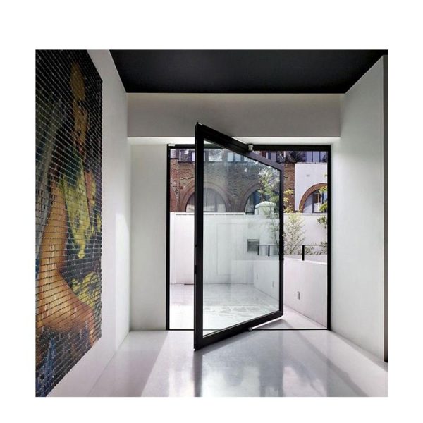 China WDMA Aluminium Pivot Front Doors Glass Metal Pivoting Entry Doors For Residential Entrance