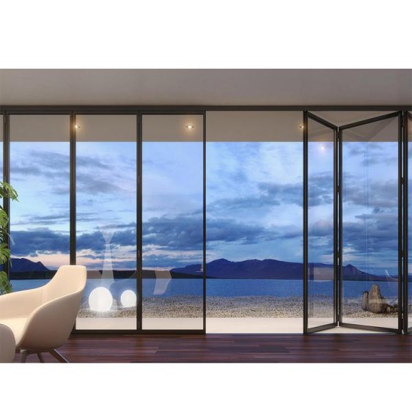 China WDMA American Balcony Horizontal Heavy Duty Tempered Glass Bi Folding Doors Hotel Design