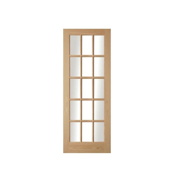 China WDMA American Style Solid Teak Hardwood Wood Frame Double Swing Panel Door With Carved Design