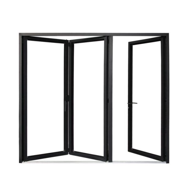 China WDMA Black Five Panels Aluminium Bi-folding Door Double Glazed Exterior Bifold Door For Commercial Use