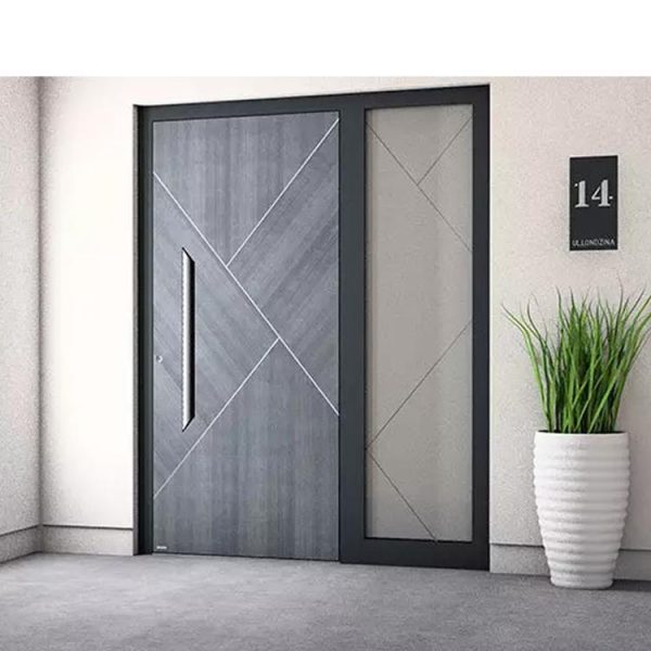 China WDMA Black Main Pivot Entry Door Security Armored Stainless Steel Entrance Metal Pivot Front Door For Villa