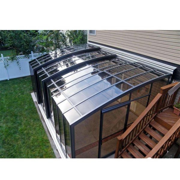 China WDMA China Manufacturer Aluminium Curved Glass Roof Sunrooms With Windows