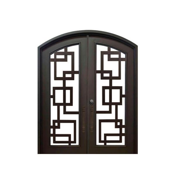 China WDMA Church Use Simple Design And Arched Top Laser Cut Iron Wrought Sheet Iron Double Door Models