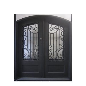 WDMA Exterior Security Entrance Laser Cut Double Wrought Iron Wine Cellar Door With Sidelight