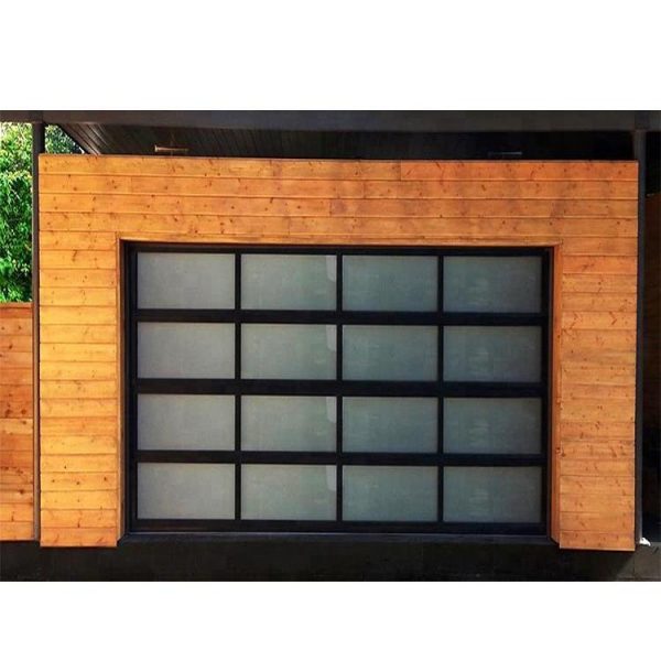 China WDMA Flap Style 9x7 Folding Frosted Tempered Glass Garage Door Aluminium Sandwich Panel Price