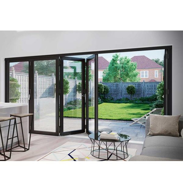 China WDMA Folding Open Style And Exterior Position Aluminium Bi-fold Glass Door Design Price
