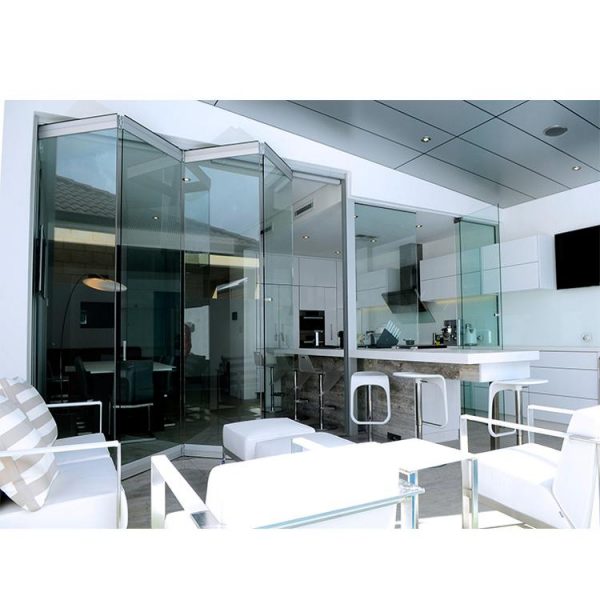 WDMA Frameless Glass Interior Folding Door With Tempered Glass System