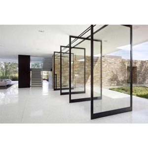 WDMA Hinge Aluminium Glass Office Entry Entrance Pivot Door Without Frame Commercial Design Price