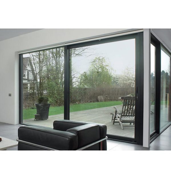 China WDMA Low Price Residential Three Panel Sliding Triple Glass Door Beveled Glass For Living Room Price