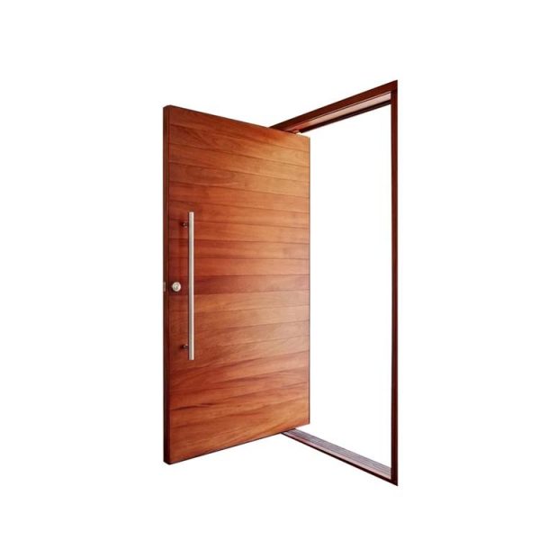 China WDMA Luxury 48 X96 Entrance Veneer Solid Core Wood Pivot Front Door For Villa Entrance