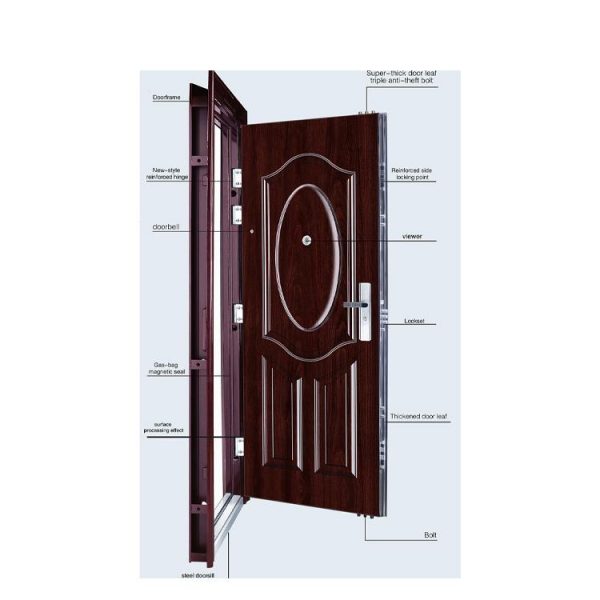 China WDMA Modern Main Metal Front Door Iron Doors Double Entrance Design