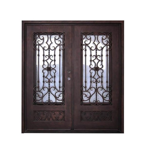 WDMA iron door with net wrought iron french doors