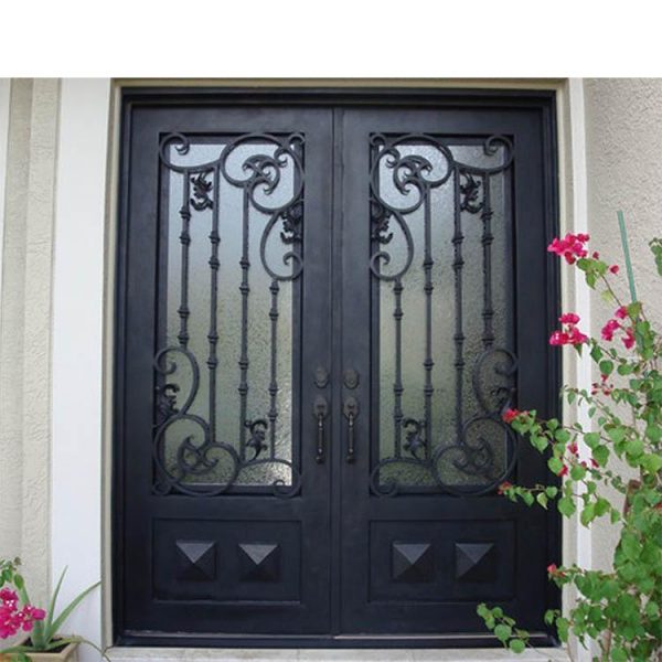 China WDMA iron door with net wrought iron french doors