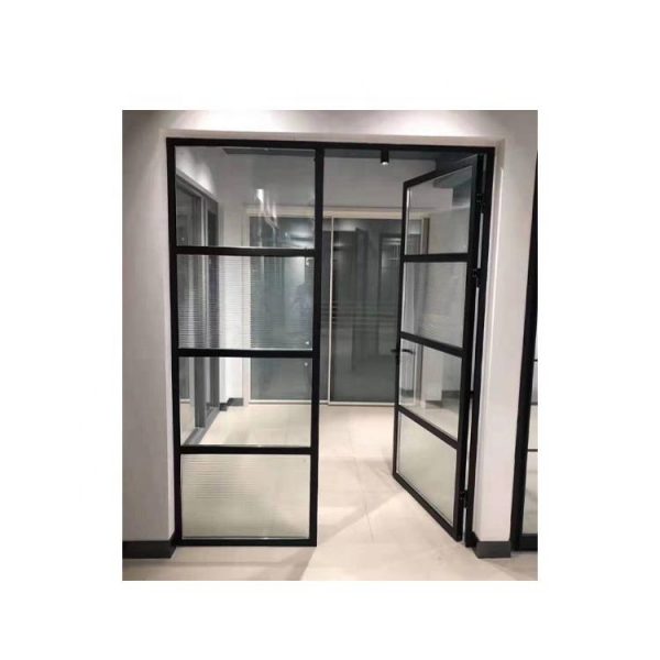 WDMA Nigeria Flush Swing Bedroom French Window And Door Design With Aluminium Frosted Tempered Glass Exterior For Sale
