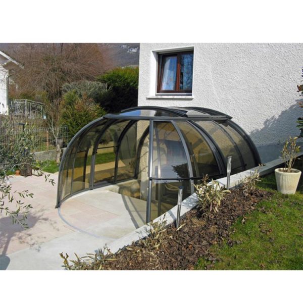 China WDMA Prefab Curved Glass Sunrooms Aluminum Retractable Sunroom Roof For Veranda