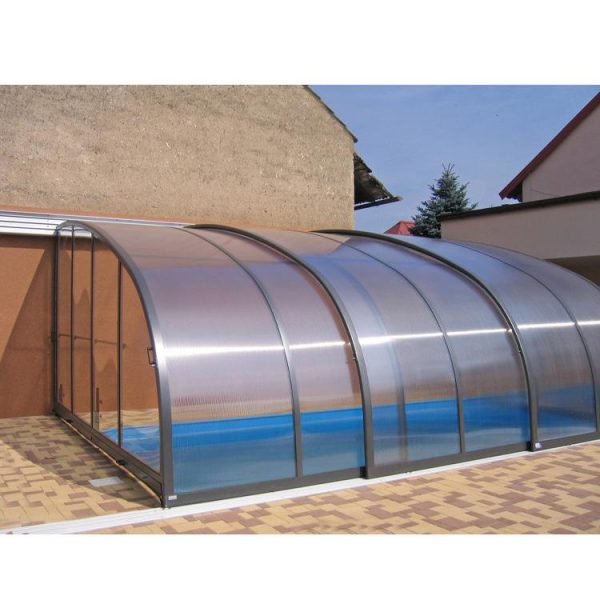 China WDMA Retractable Curved Sunroom For Swimming Pool Dome Cover Polycarbonate