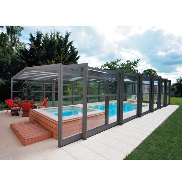 WDMA Telescopic Retractable Lean To Sunroom Enclosure Outdoor Sliding Pool Cover Enclosures