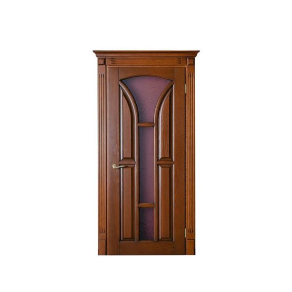 China WDMA Ul Fire Rated Color Interior Security Mdf Wooden Single Door With Glass Window Frame And Groove Design Applicable To Hotel Room