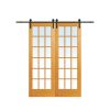 WDMA Wood Frame Double Sided Mirror Barn Doors
