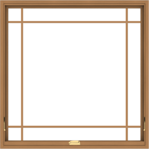 WDMA 48x48 (47.5 x 47.5 inch) Oak Wood Dark Brown Bronze Aluminum Crank out Awning Window with Prairie Grilles
