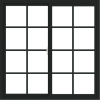 WDMA 48x48 (47.5 x 47.5 inch) Vinyl uPVC Black Slide Window with Colonial Grids Exterior