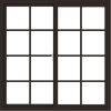 WDMA 48x48 (47.5 x 47.5 inch) Vinyl uPVC Dark Brown Slide Window with Colonial Grids Exterior