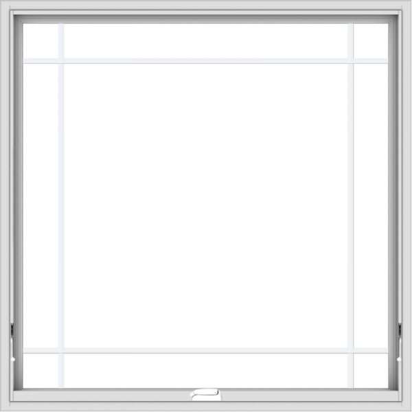 WDMA 48x48 (47.5 x 47.5 inch) White Vinyl uPVC Crank out Awning Window with Prairie Grilles