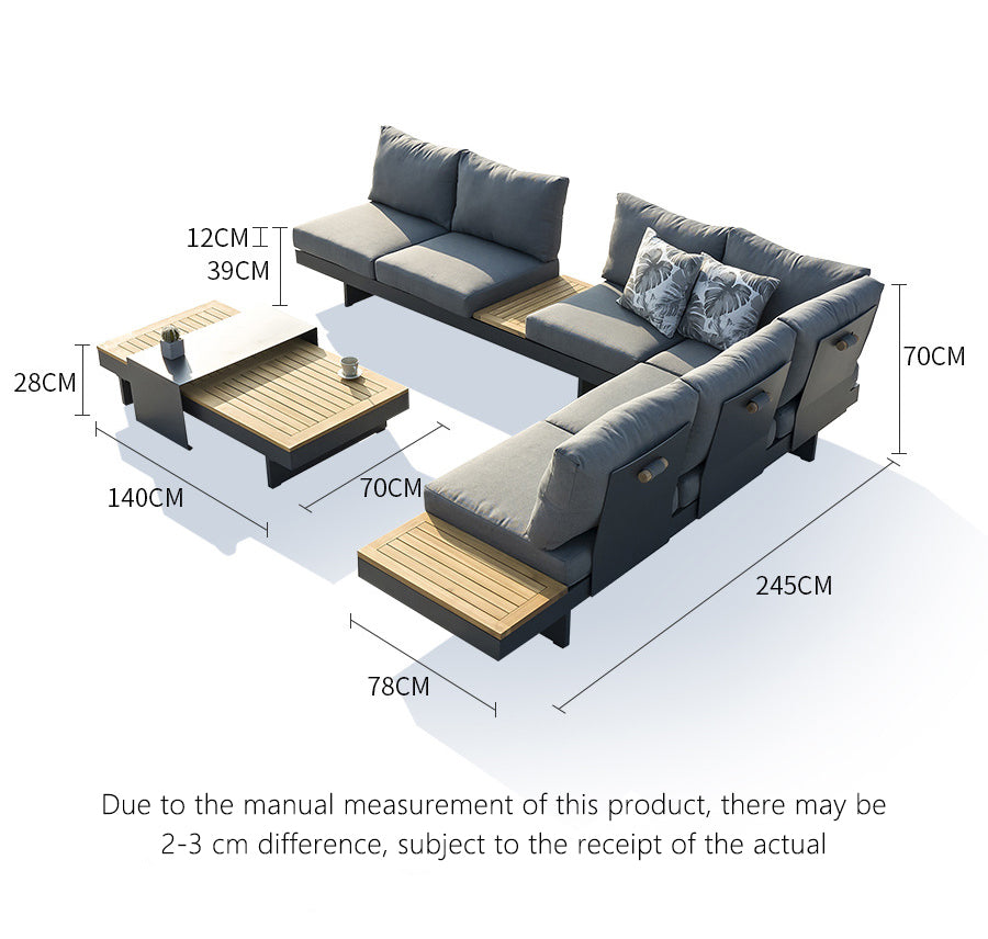 Warren Culture Outdoor Aluminum Acacia Wood Sofa 4 piece Set